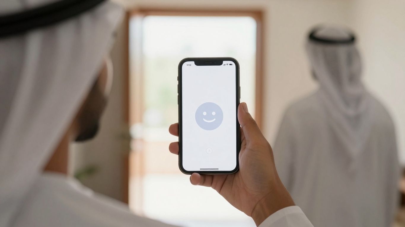 Person engaging with a friendly notification on their phone.