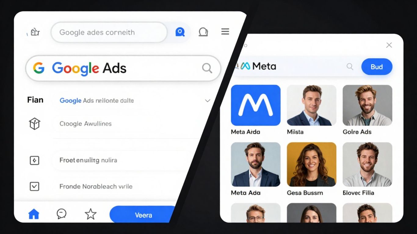 Google Ads and Meta Ads comparison visual